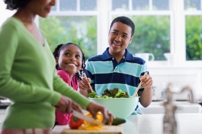 family making food